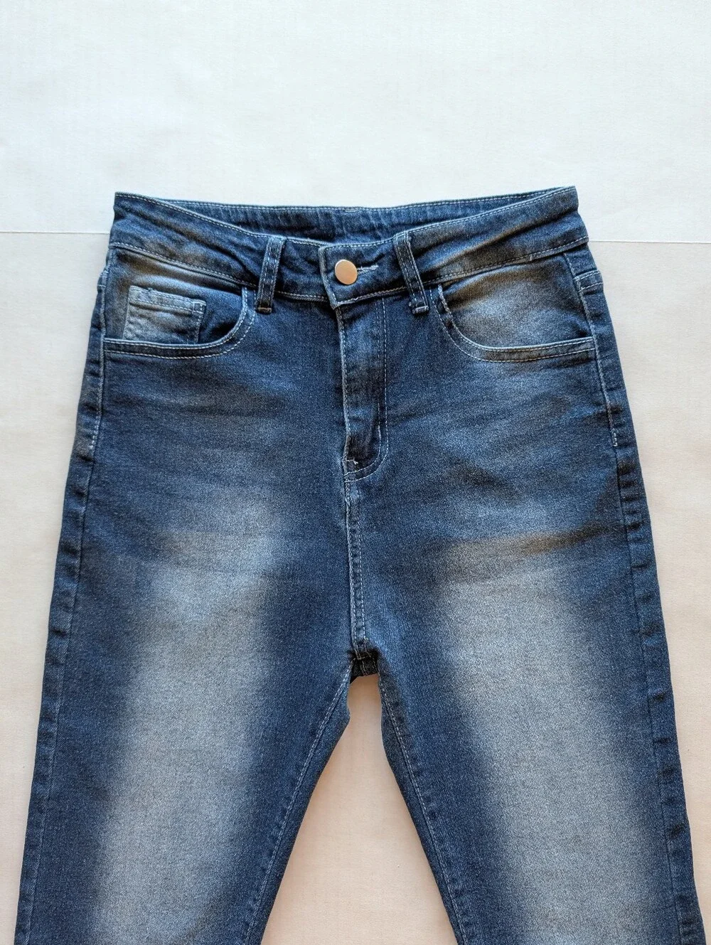 Y2K High Waisted Embroidered Wing Pocket Pedal Pushers Jorts SMALL Blue